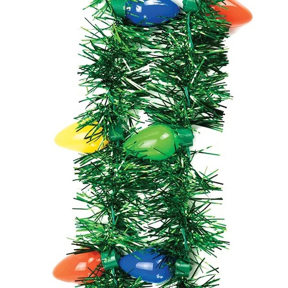 Nu Shuz Holiday Light Up LED Santa’s Tinsel Wreath Christmas Lei Necklace - Picture 2 of 2